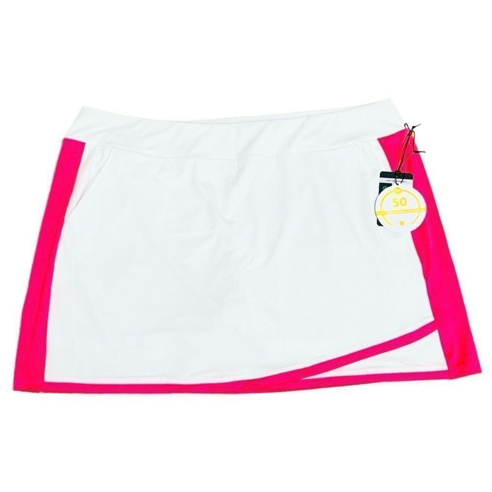 NEW Tail Activewear UPF 50+ Golf Tennis Neon Coral Hem Pull On Skirt Skort XL